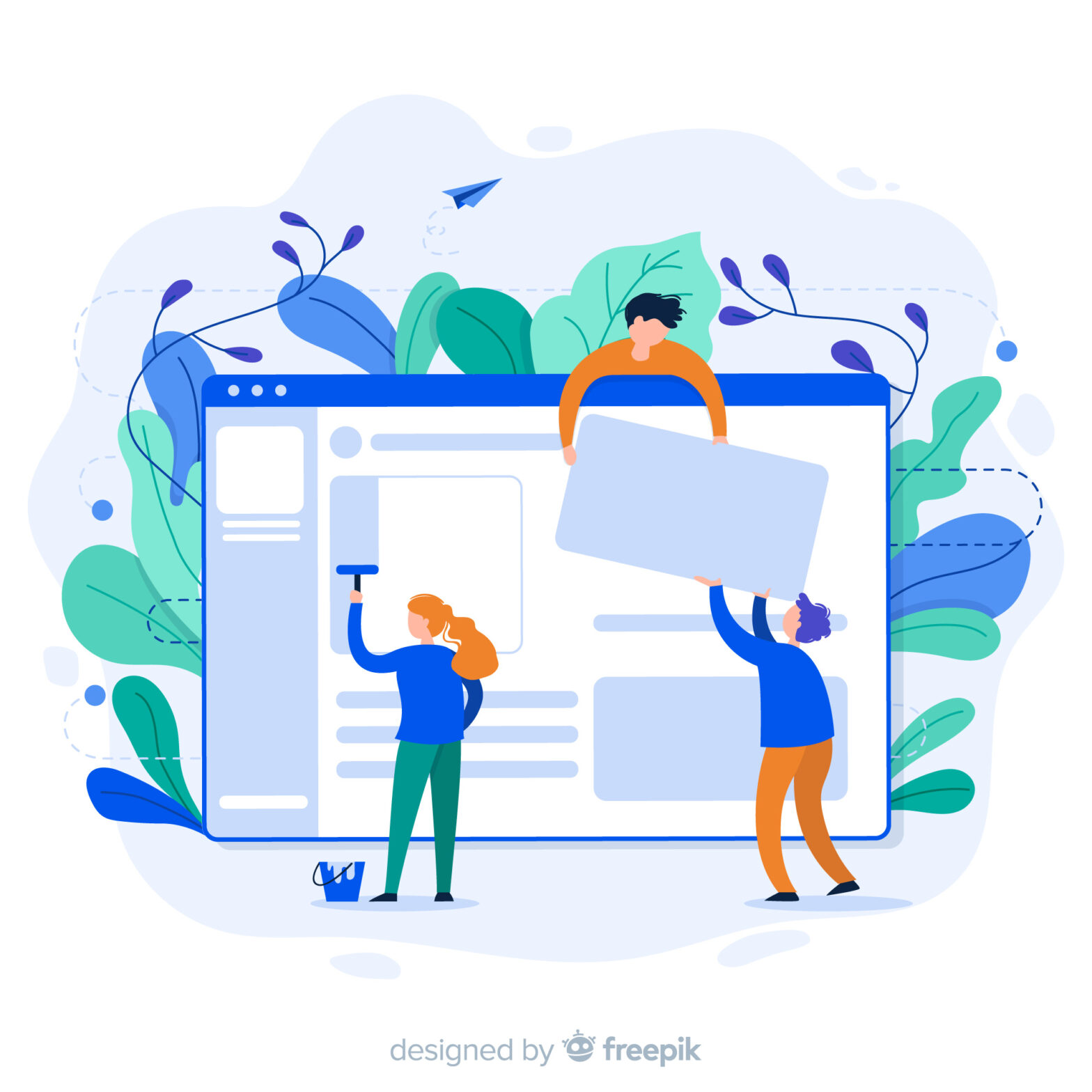 figures whimsically building a website