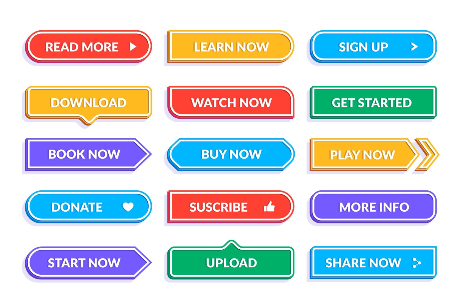 Online buttons with different calls to action