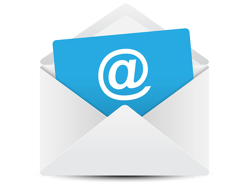 open email represented by an open envelope showing @ sign note