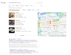 example Google local SEO search result