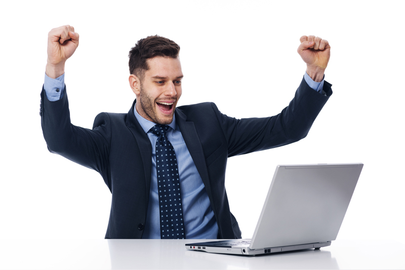 businessman elated to see increased Google Ads conversions